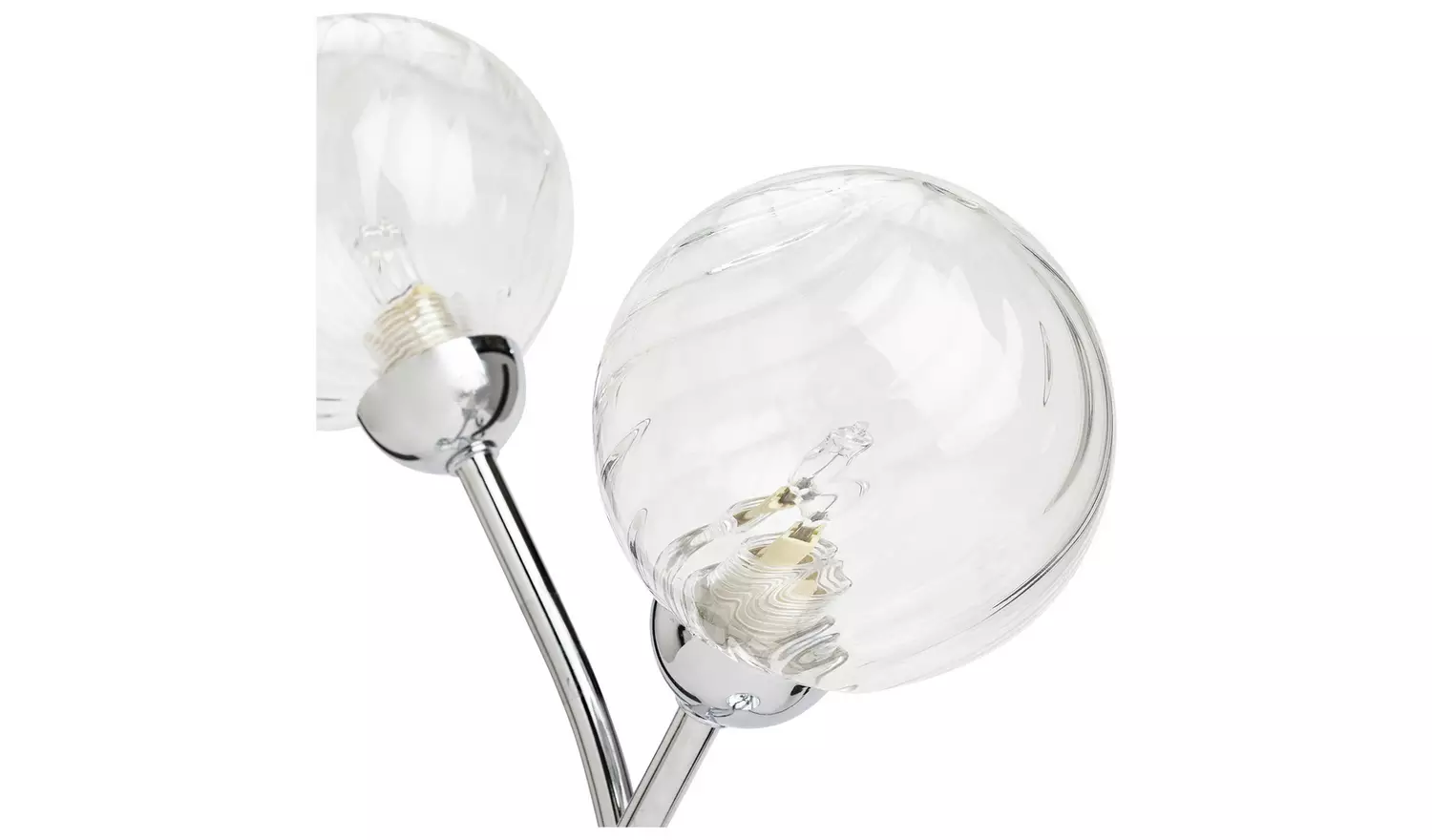 Argos Home Ribbed Globe 45cm Steel Table Lamp - Chrome