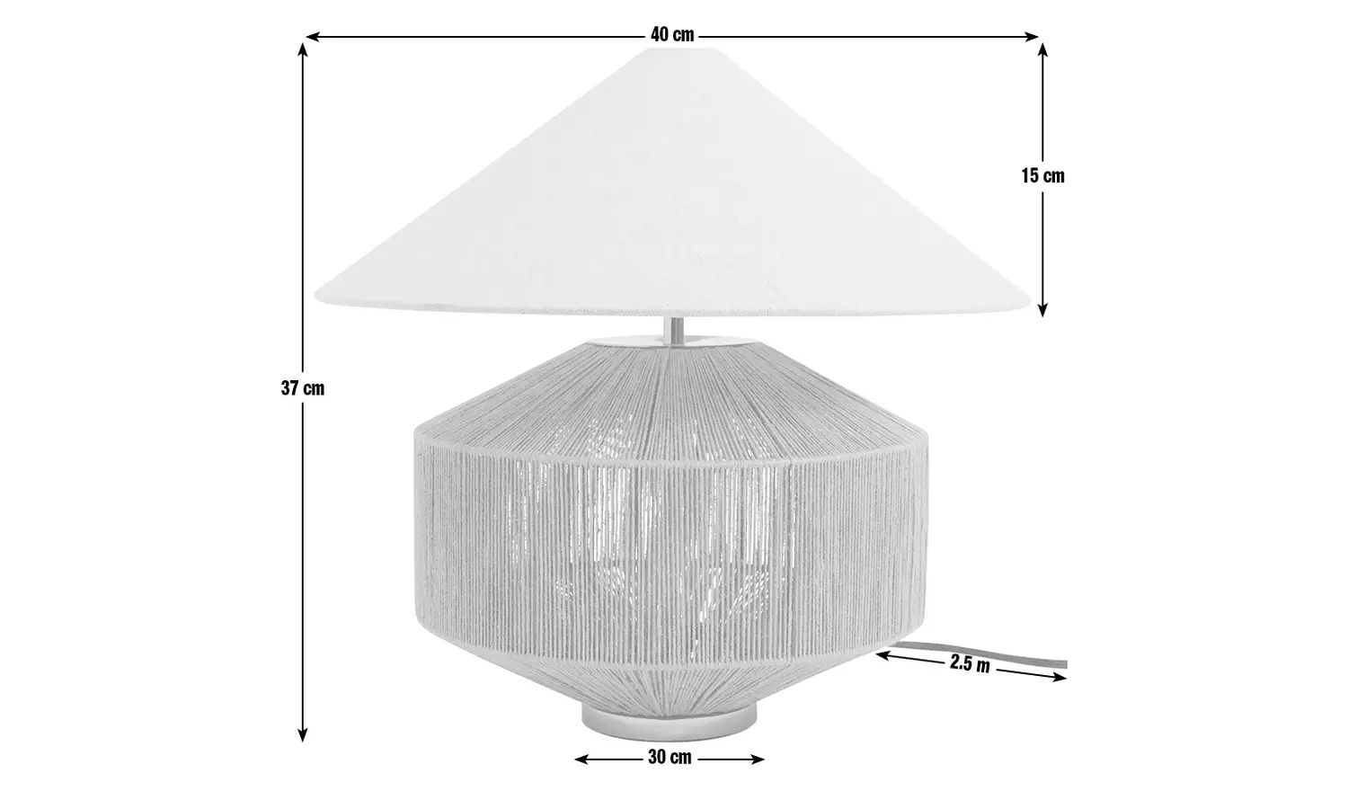 Habitat Jute Wrapped 37cm Table Lamp - Gold & Natural