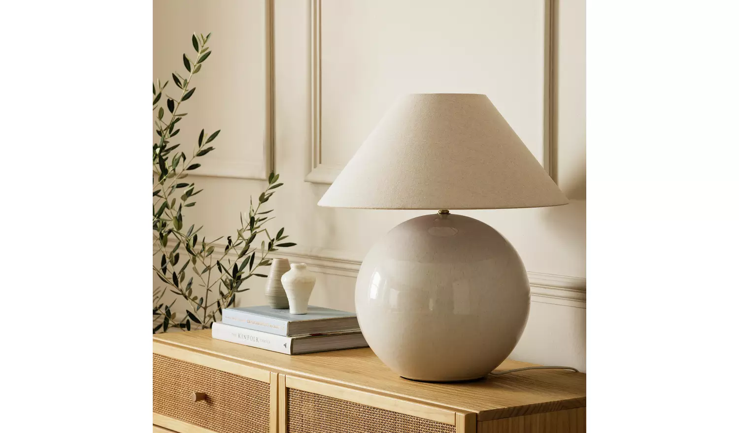 Habitat Circle 51cm Ceramic Table Lamp - Cream