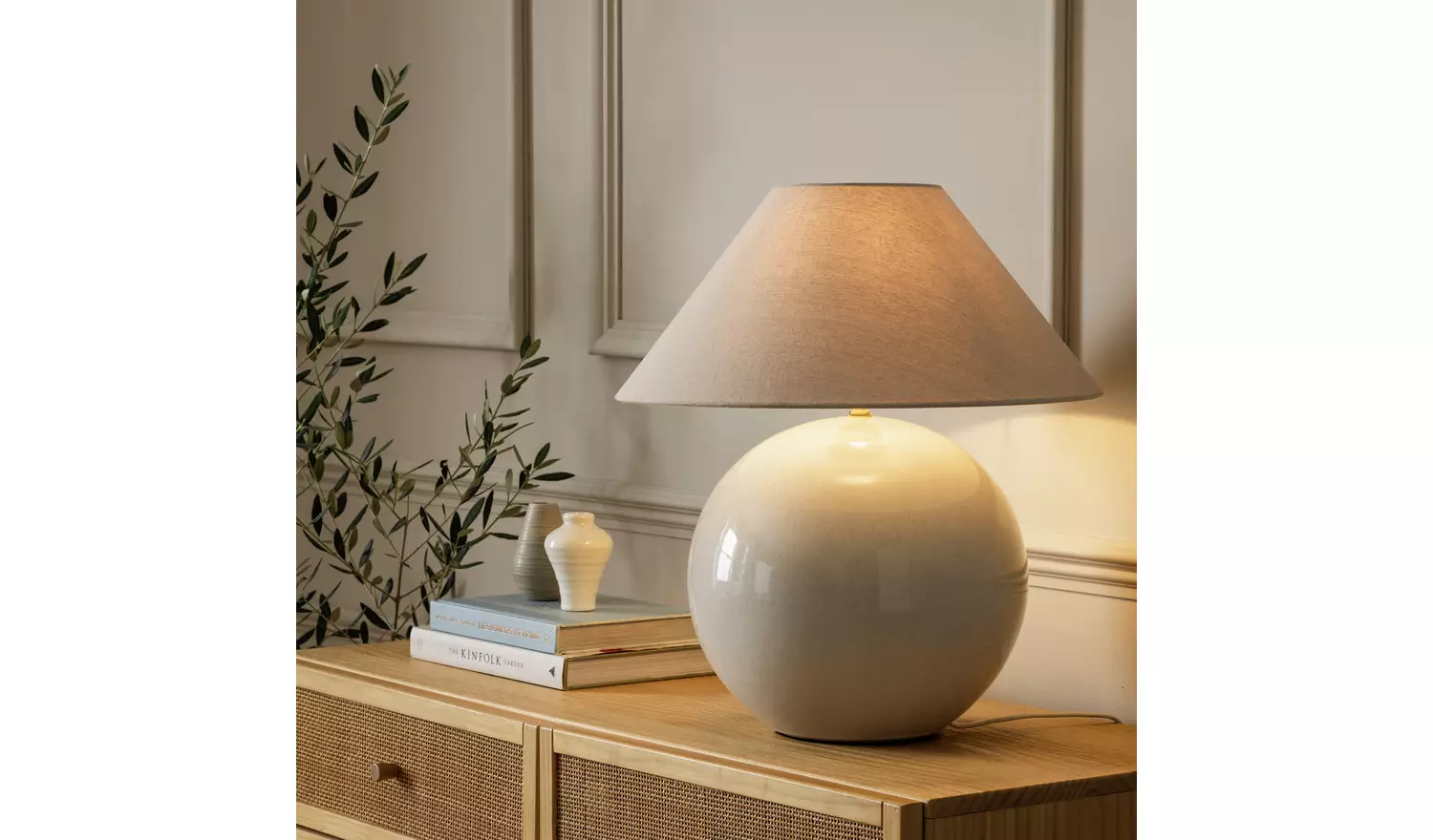 Habitat Circle 51cm Ceramic Table Lamp - Cream