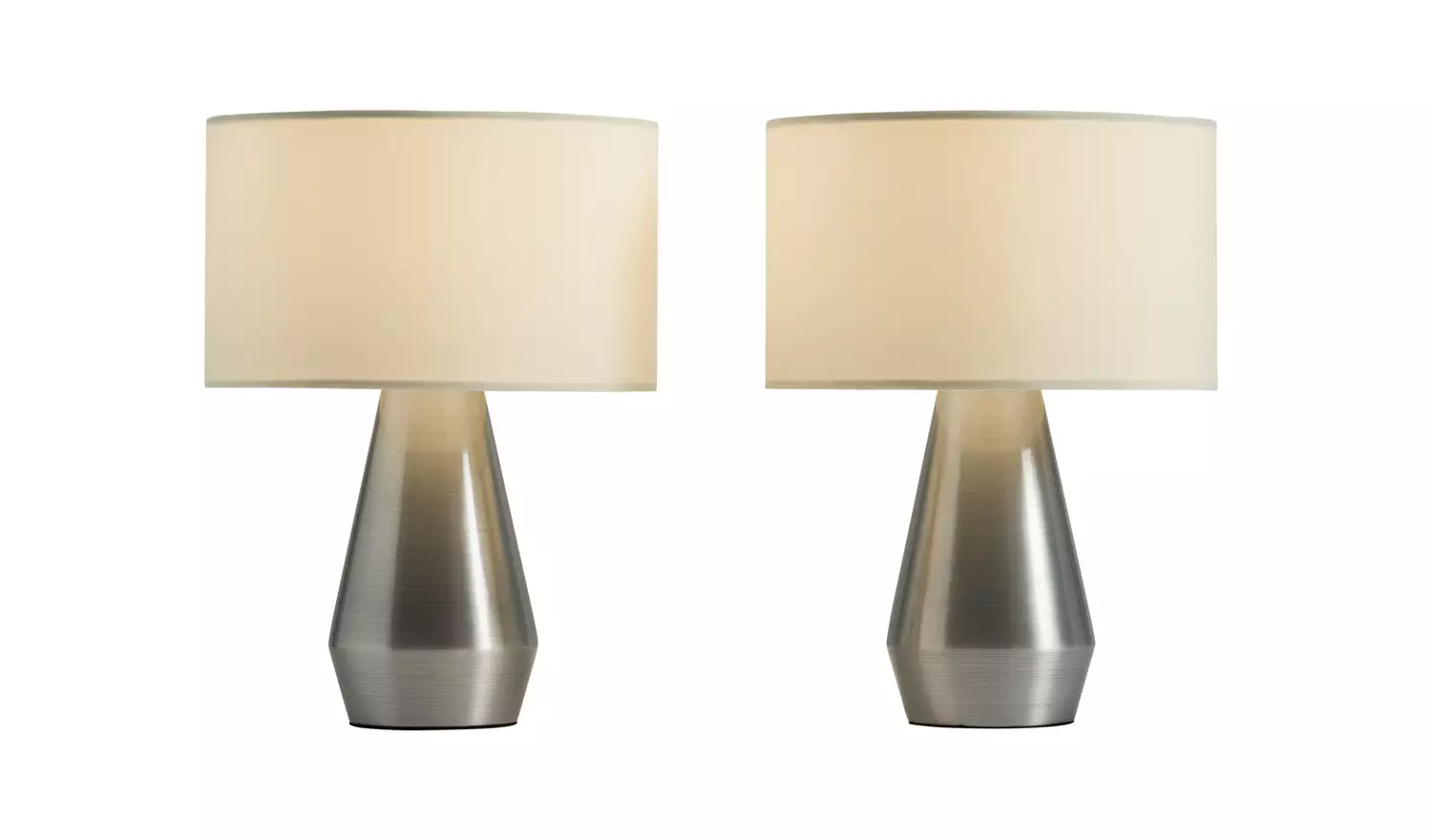 Habitat Maya Pair of Touch Table Lamps - Silver & Cream