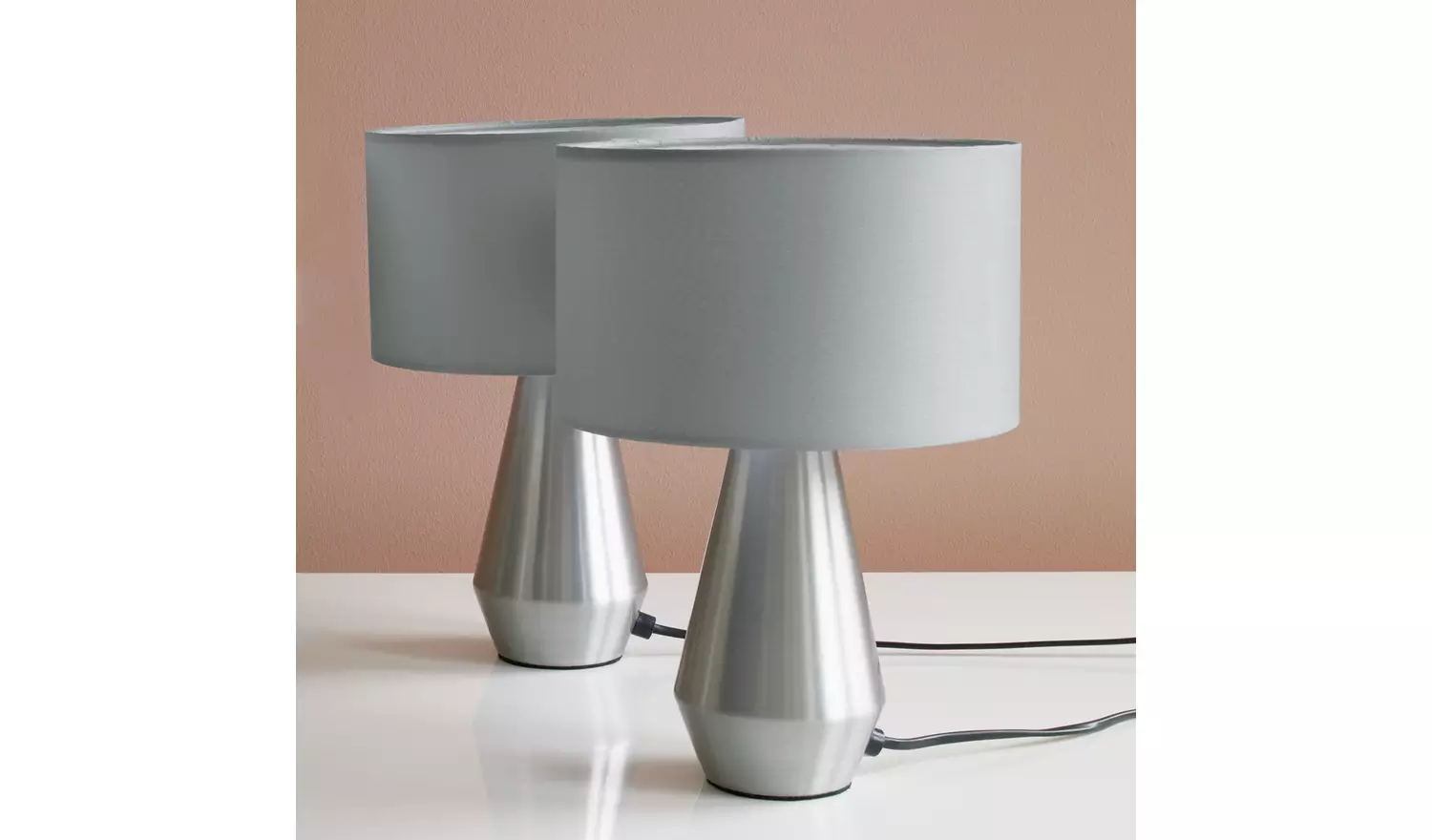 Habitat Maya Pair of Touch Table Lamps - Silver & Cream