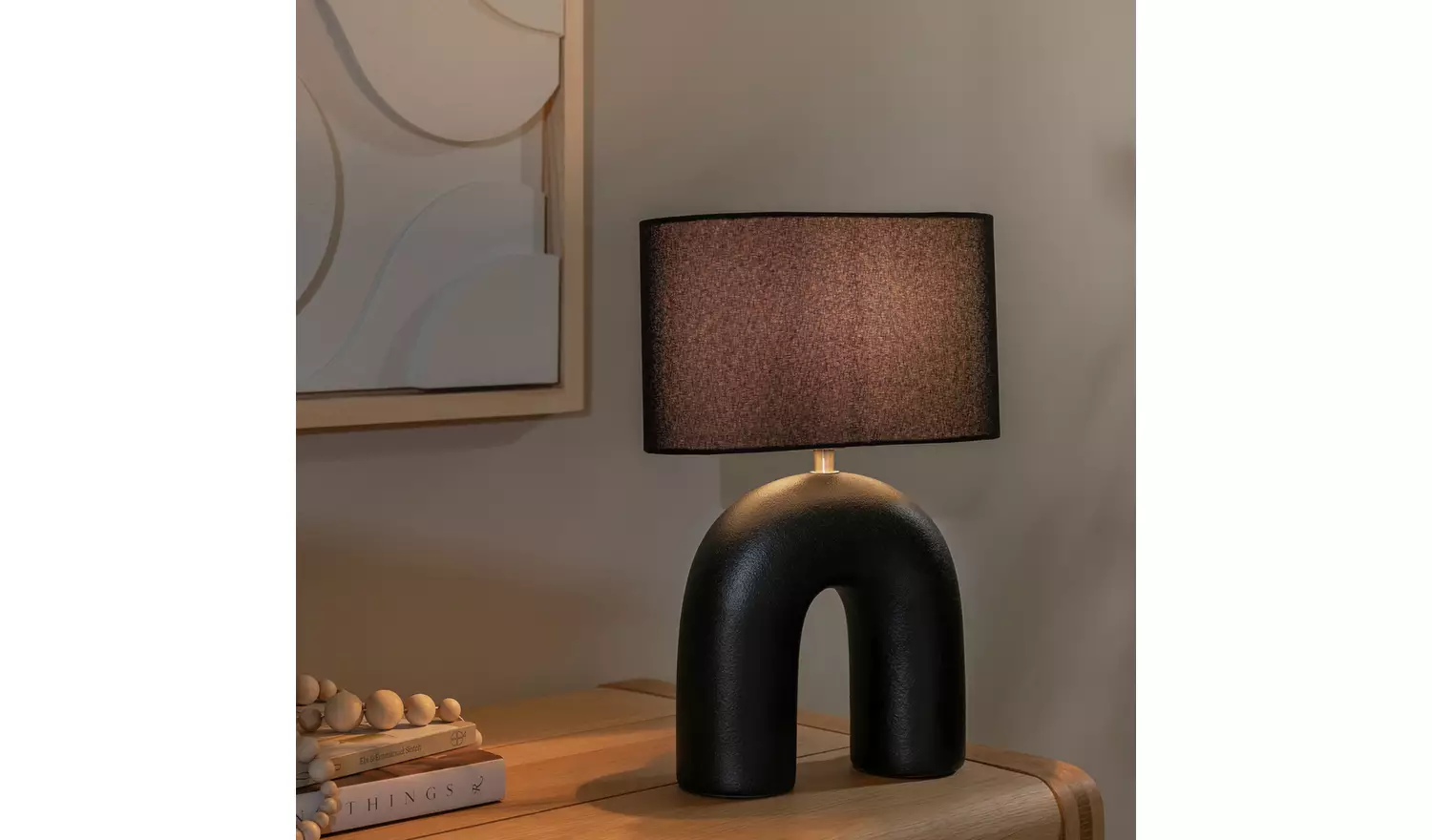 Habitat Wishbone 37cm Ceramic Table Lamp - Black