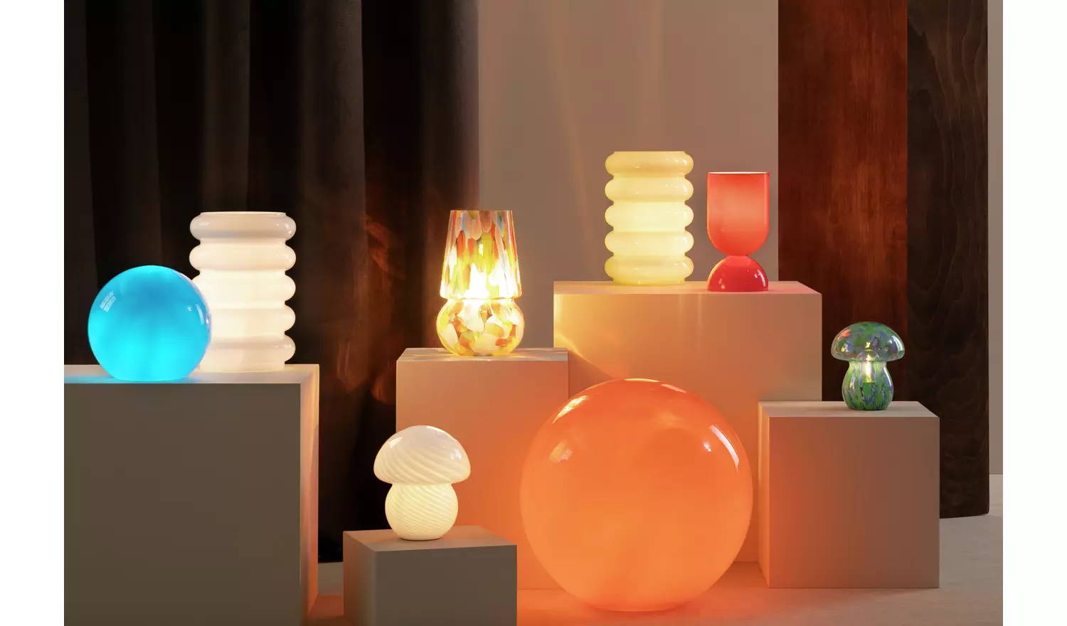 Habitat Billie Ribbed Glass Table Lamp - Yellow