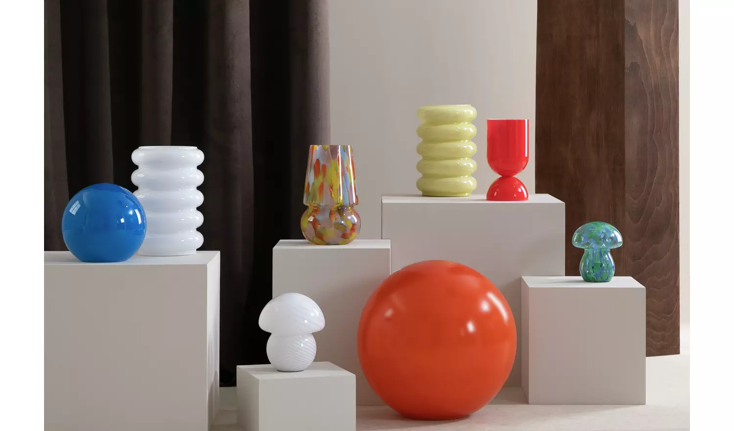 Habitat Billie Ribbed Glass Table Lamp - Yellow