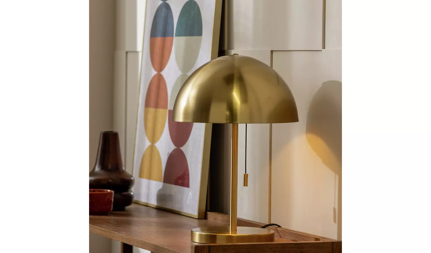 Habitat Mushroom 40cm Metal Table Lamp - Brushed Brass