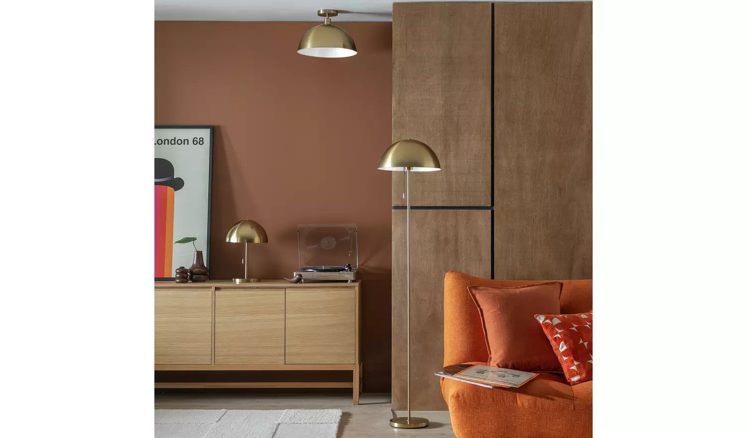 Habitat Mushroom 40cm Metal Table Lamp - Brushed Brass