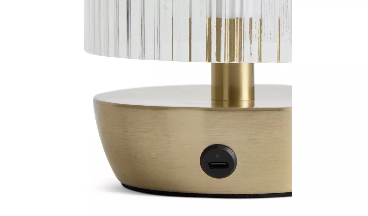 Habitat Ribbed Glass Portable Table Lamp - Brushed Brass