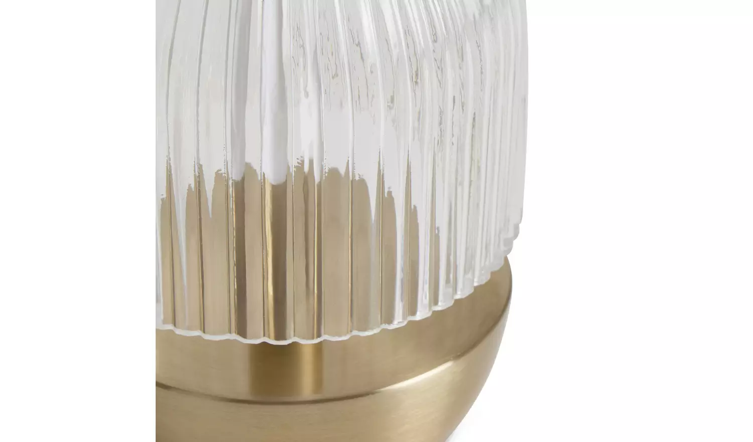 Habitat Ribbed Glass Portable Table Lamp - Brushed Brass