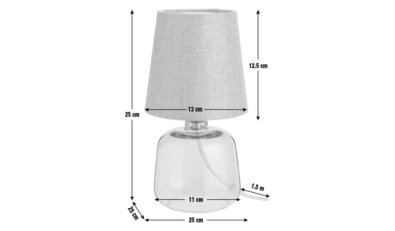Argos Home Cabras Glass Table Lamp - Charcoal