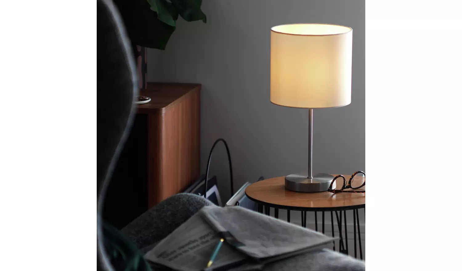 Argos Home Satin Stick Table Lamp - Natural