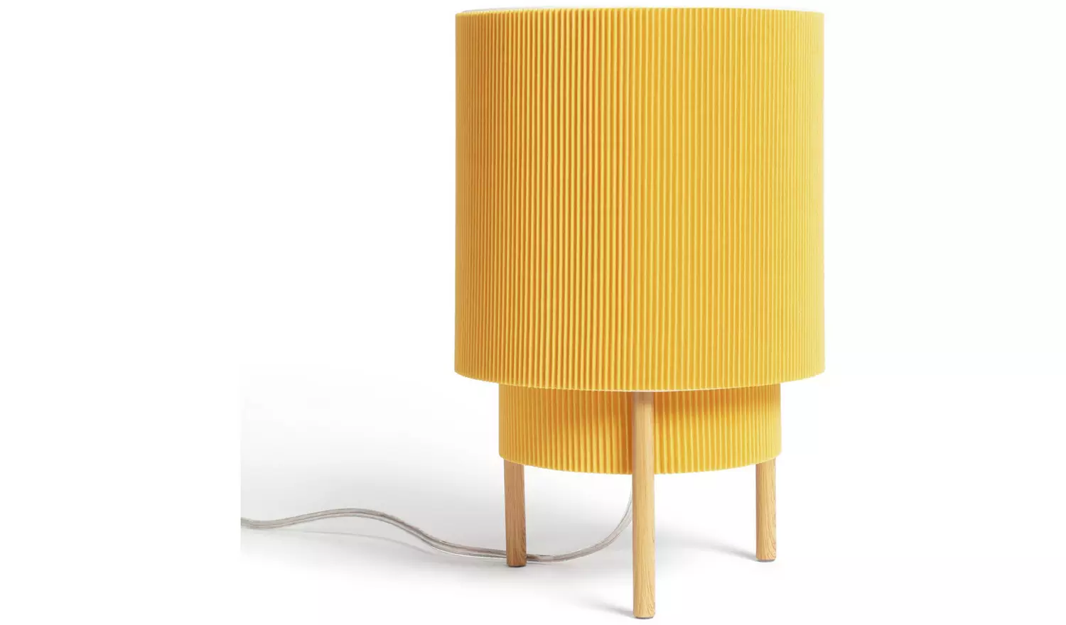 Habitat Mid Century Pleated Column Table Lamp - Yellow