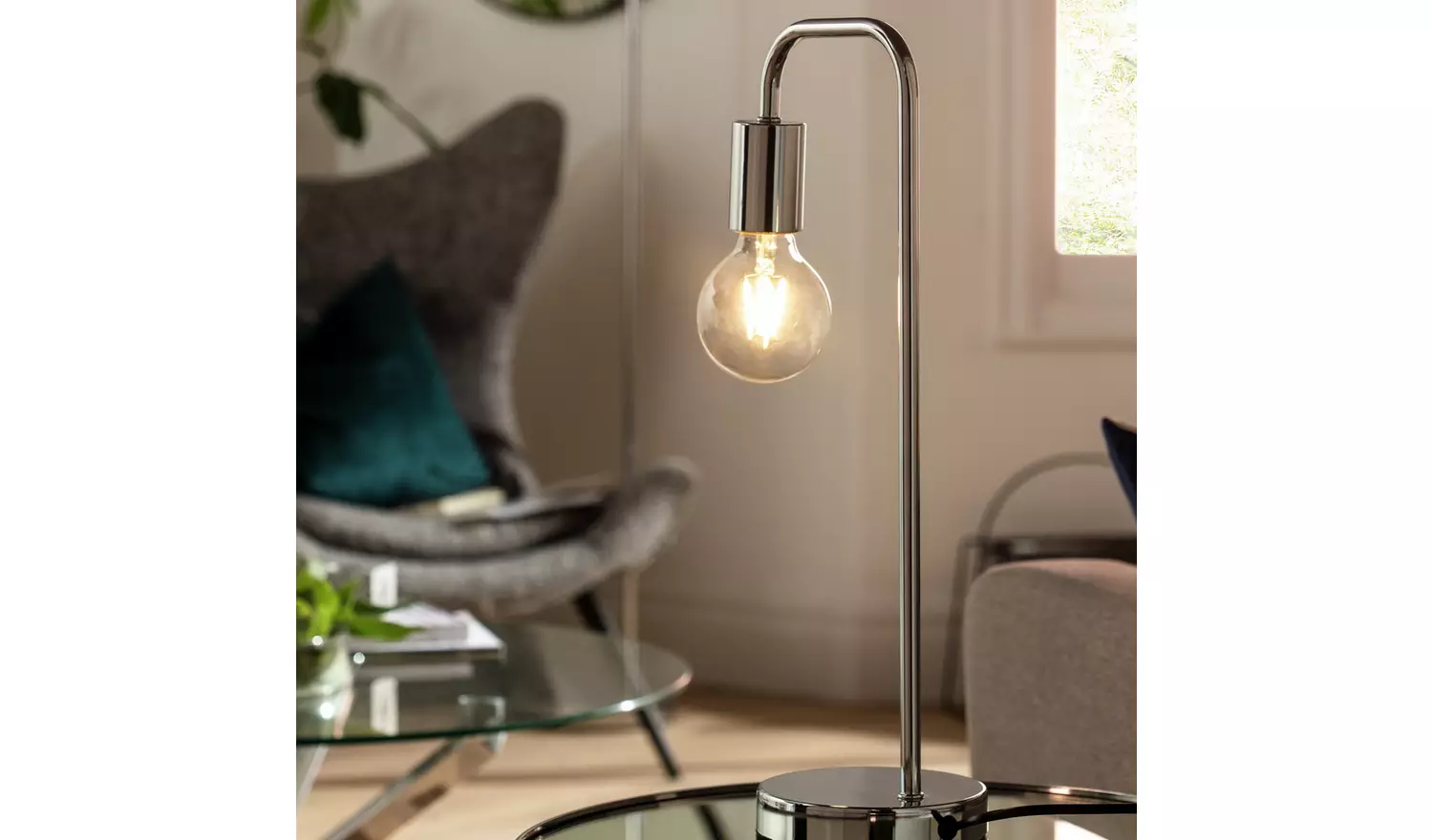 Habitat Rayner Table Lamp - Chrome