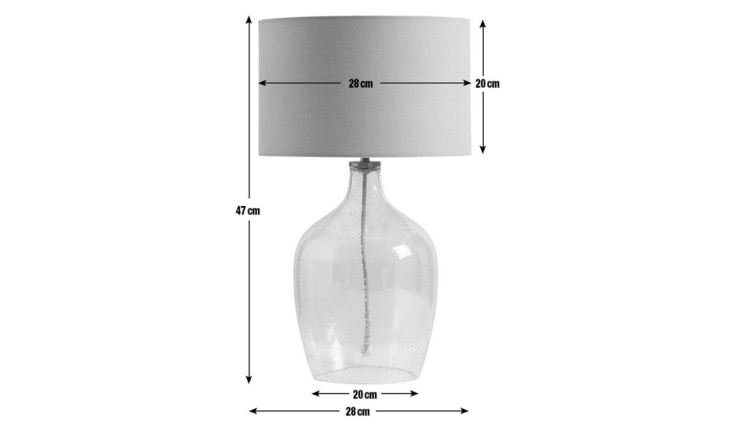 Habitat Abas Glass Table Lamp - Clear & Cream