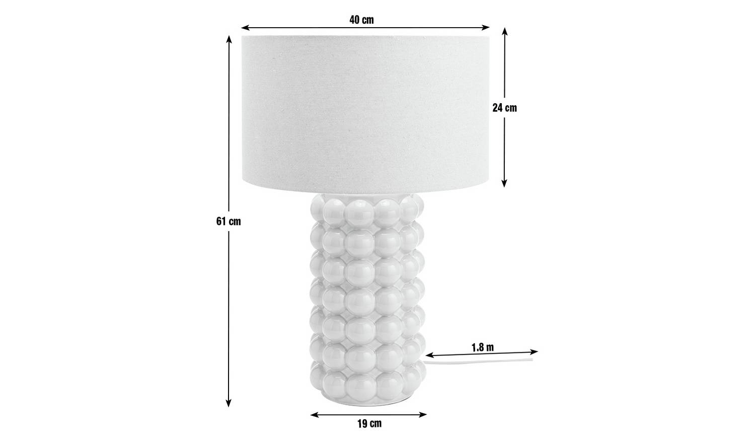 Habitat Bobble 61cm Ceramic Table Lamp - Grey