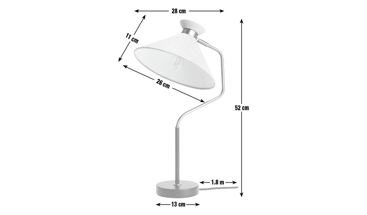 Habitat Bent 52cm Metal Table Lamp - Black