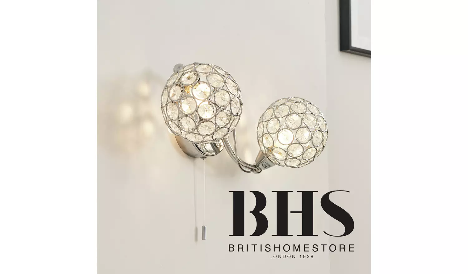 BHS Orchid Alice Glass Wall Light - Chrome