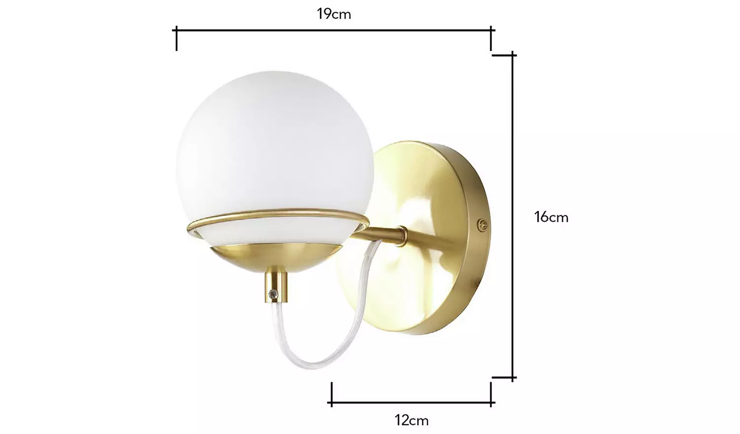 BHS Gustav Glass Round Wall Lamp - Gold