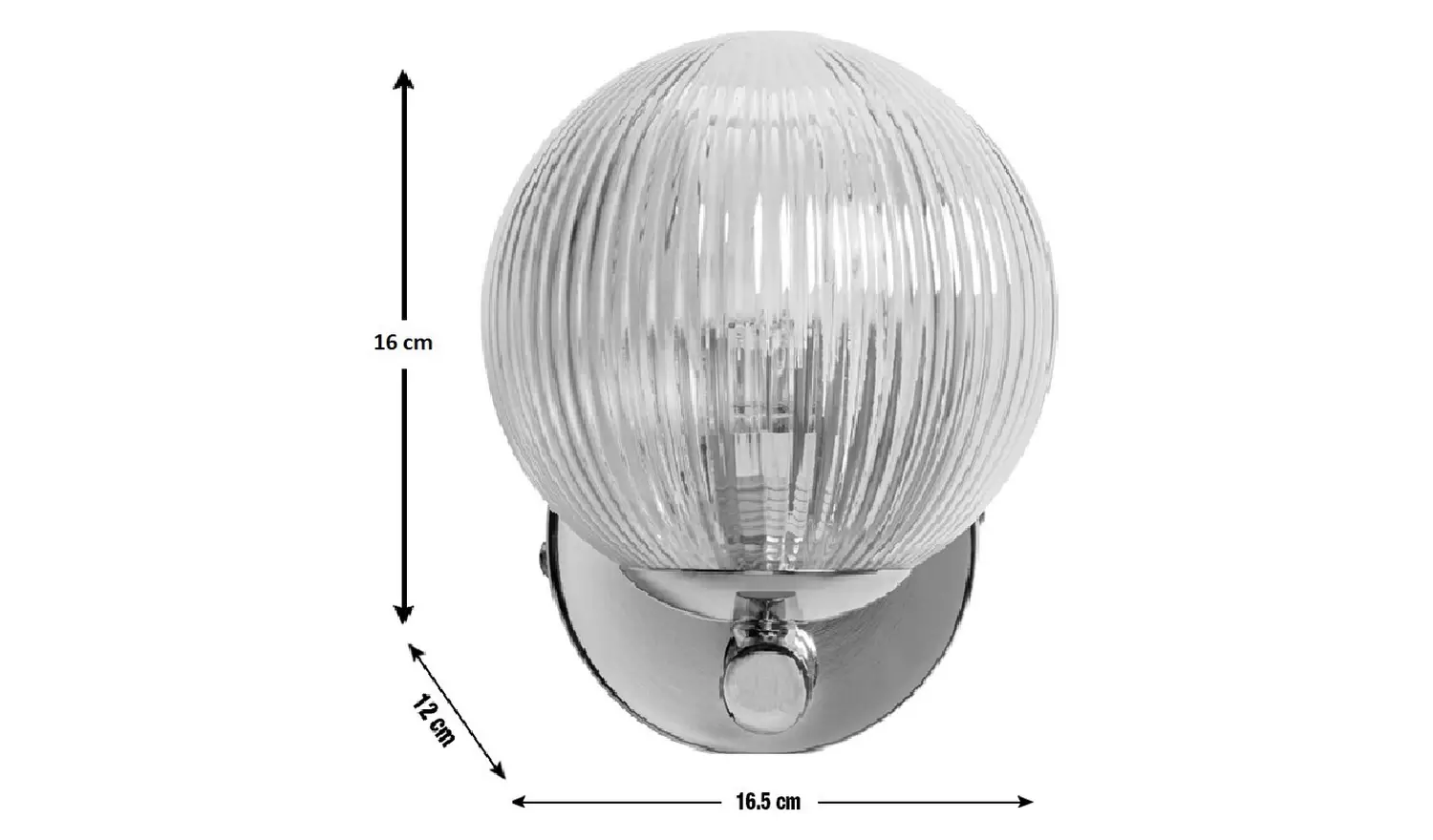 Habitat Globe Ribbed Glass Metal Wall Light - Champagne