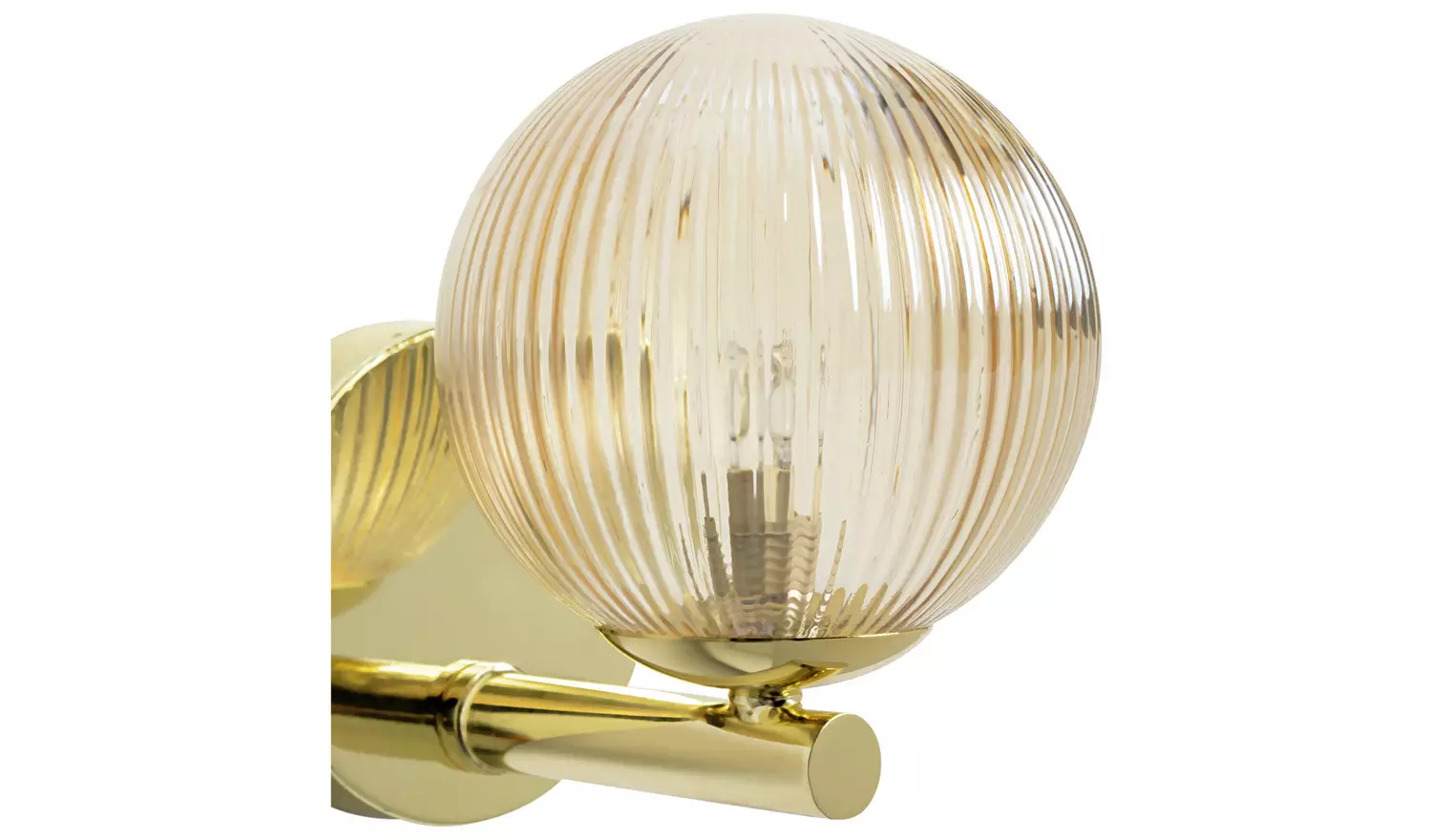 Habitat Globe Ribbed Glass Metal Wall Light - Champagne