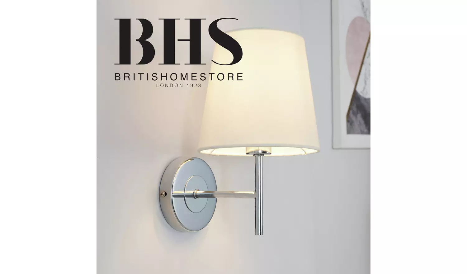 BHS Louisa Metal Wall Light - Chrome & Natural