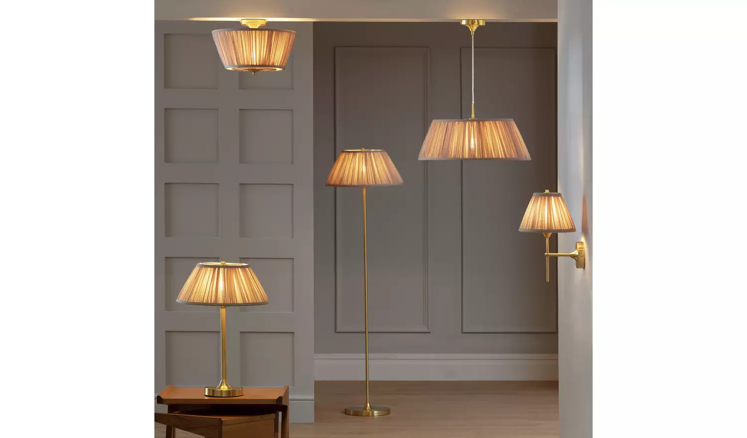 Argos Home Pleated Shade Metal Wall Light - Satin Brass