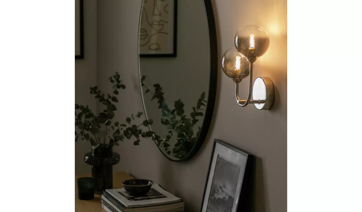 Argos Home Ombre Glass 2 Light Wall Light -Nickel