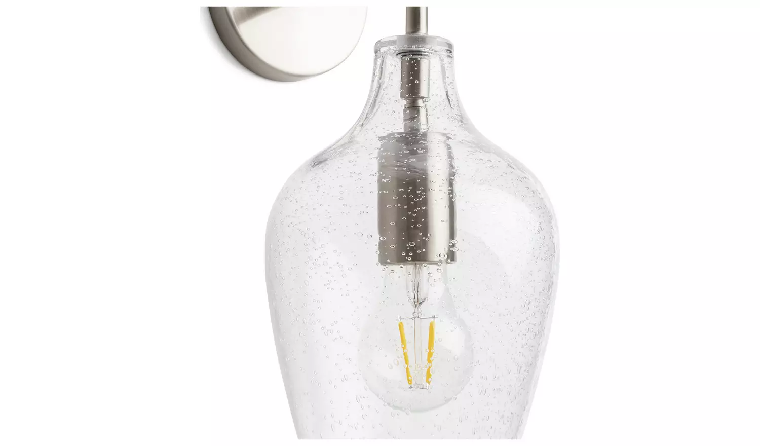 Habitat Abas Chrome & Bubble Glass Wall Light - Satin Nickel