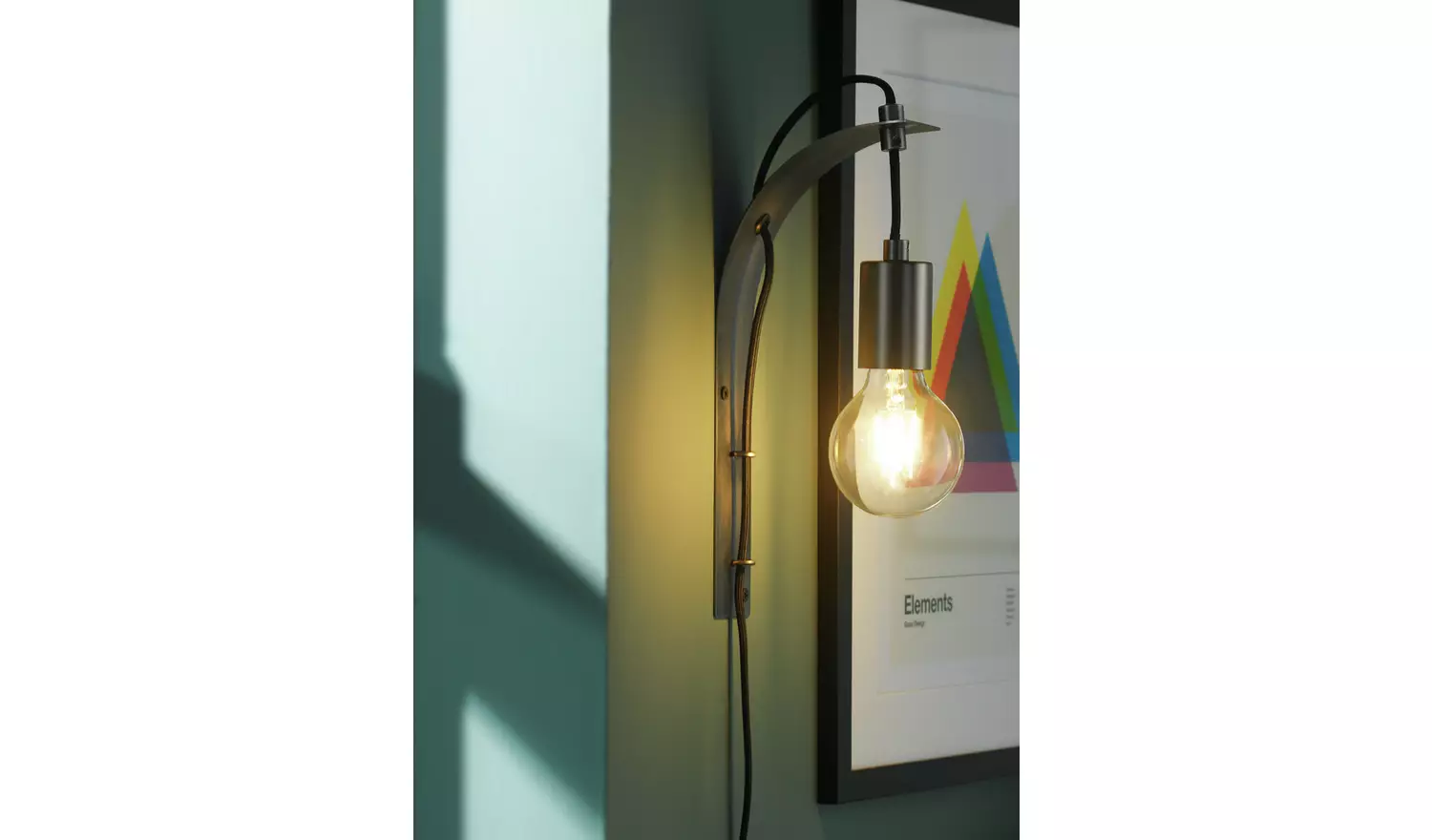 Argos Home Industrial Plug-In Wall Light - Pewter