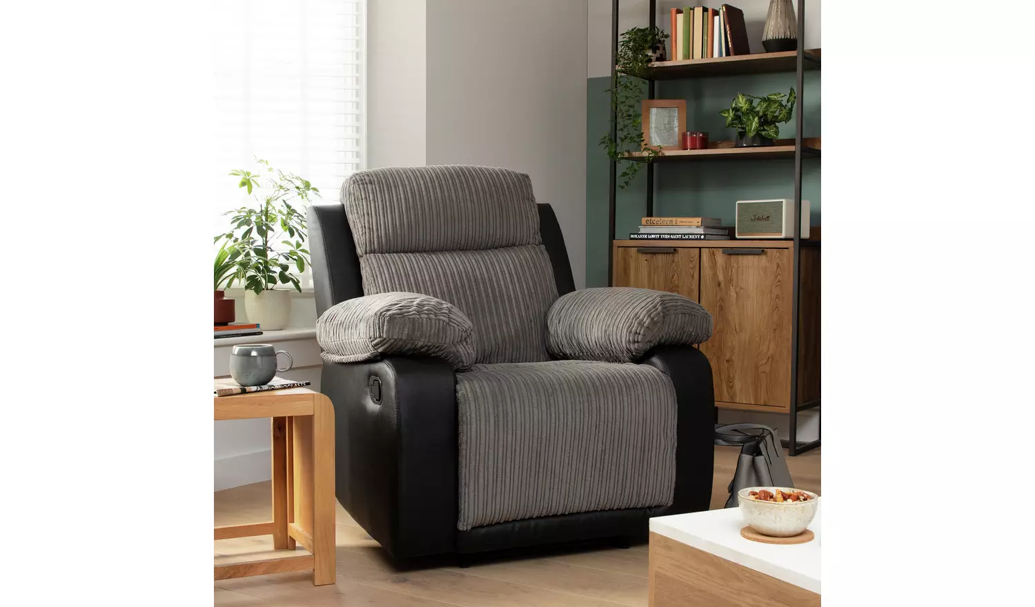 Argos Home Bradley Fabric Manual Recliner Chair - Charcoal