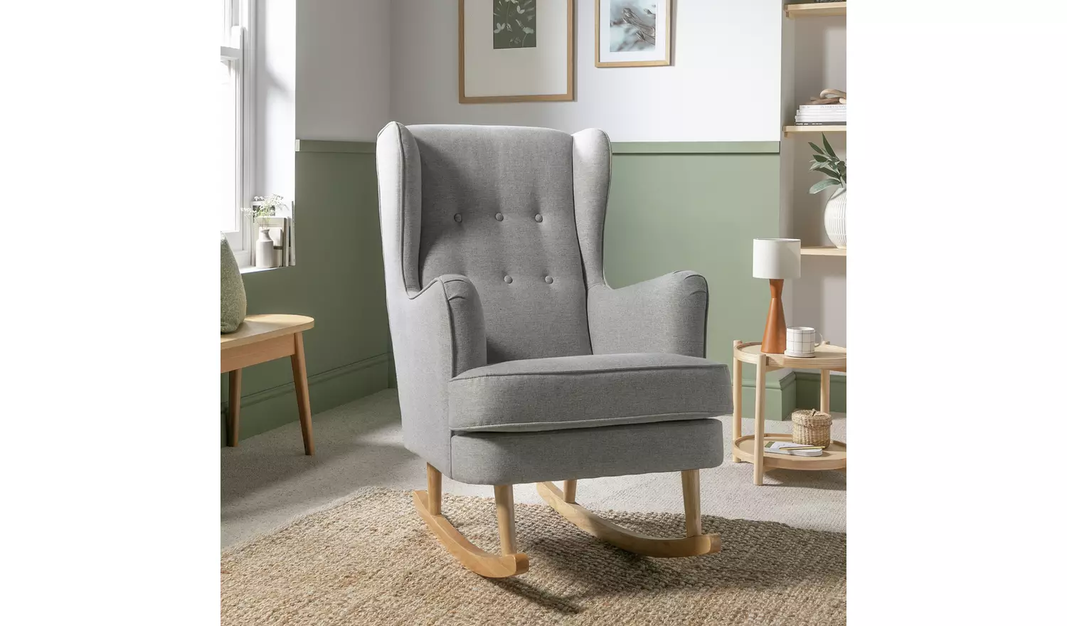 Habitat Callie Fabric Rocking Chair - Light Grey