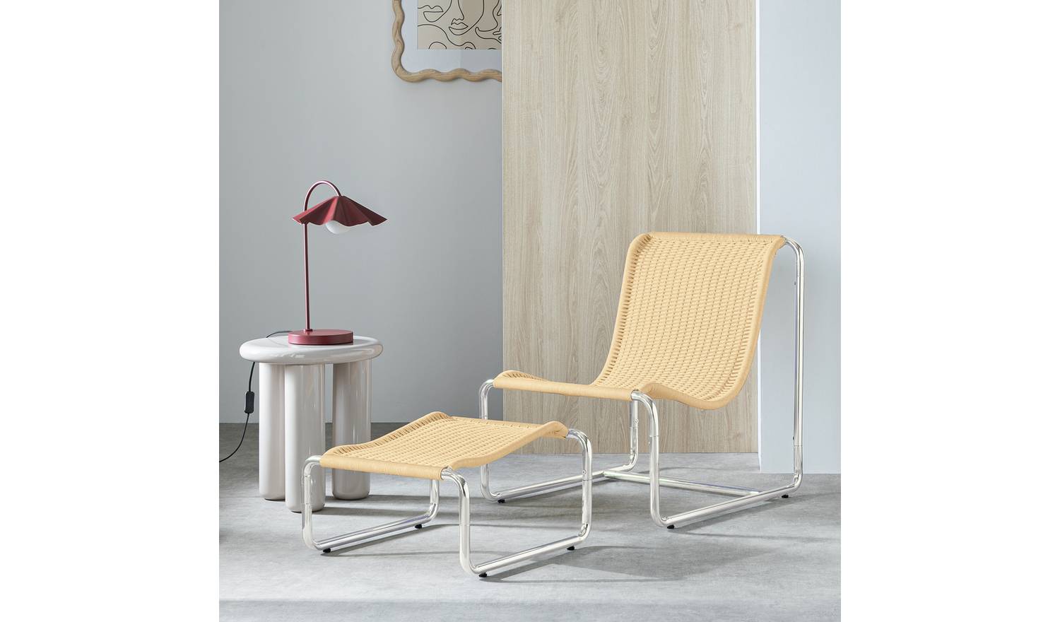 Habitat Ronan Chair & Footstool - Natural