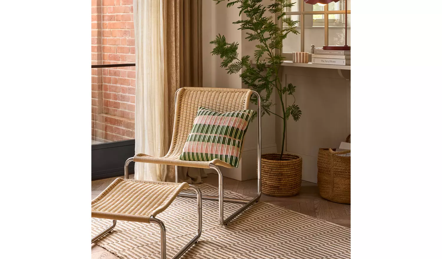 Habitat Ronan Chair & Footstool - Natural