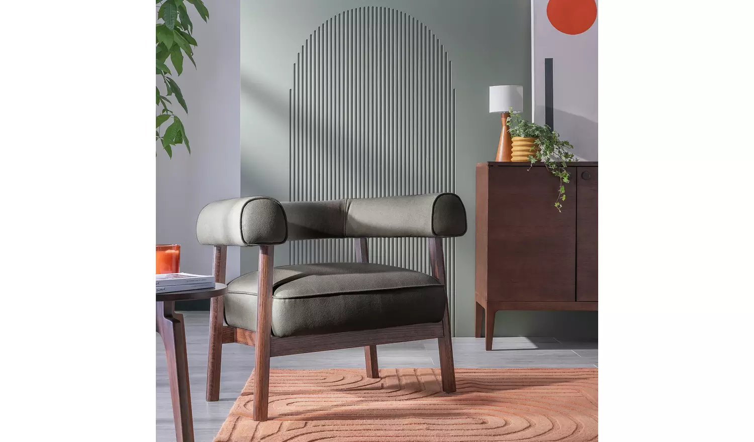 Habitat Elio Fabric Curved Armchair - Grey