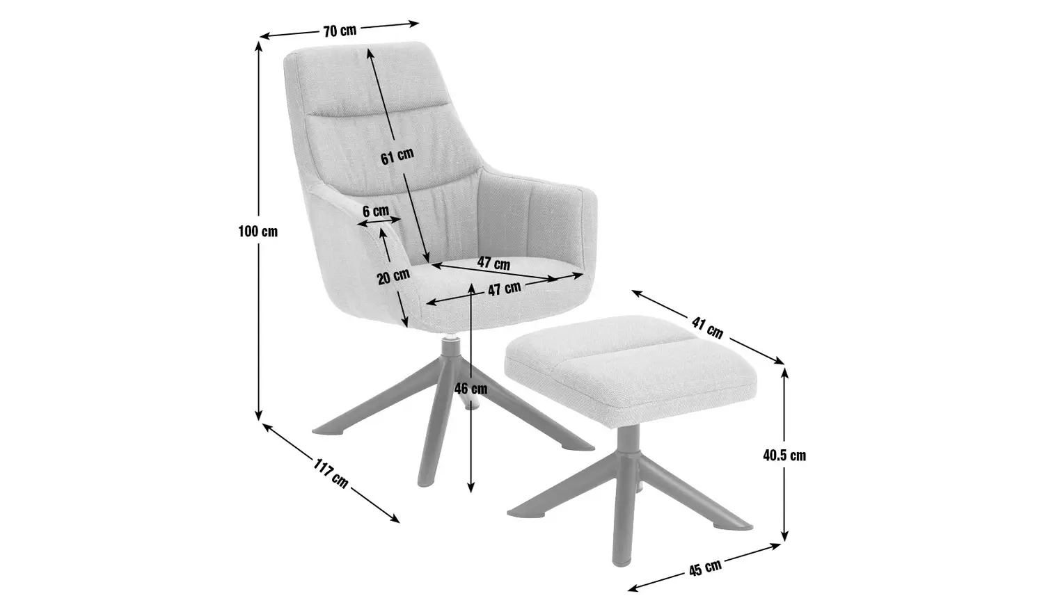 Argos Home Marnie Fabric Swivel Chair and Footstool - Grey