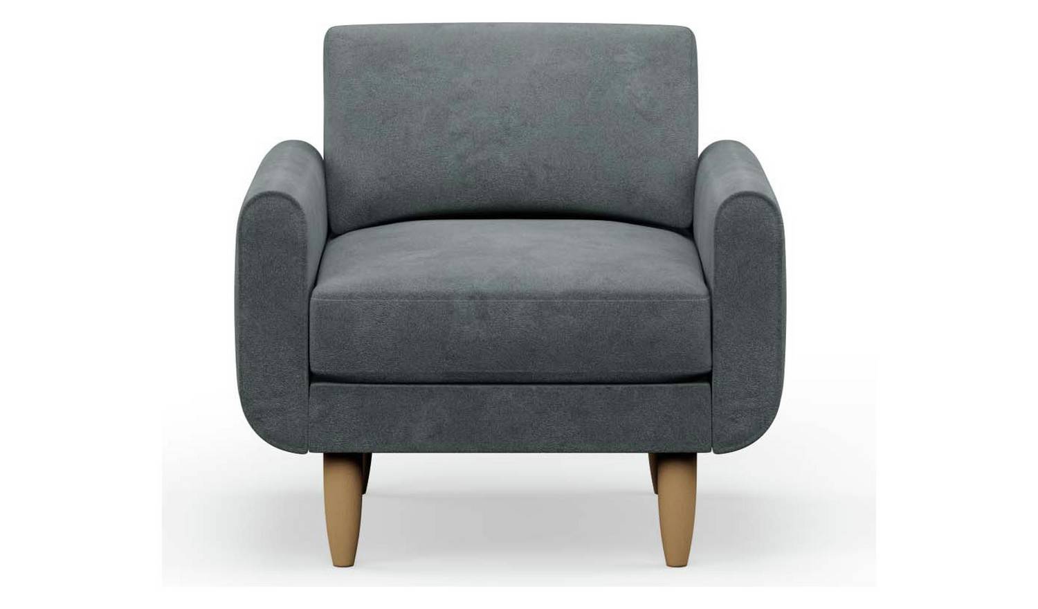Hutch Velvet Round Arm Armchair - Slate Grey