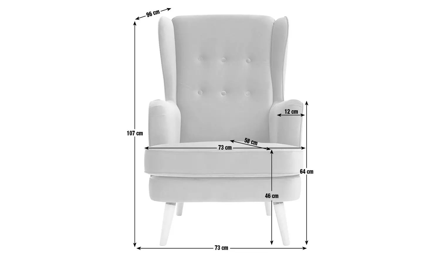Habitat Callie Fabric Wingback Chair - Black & White