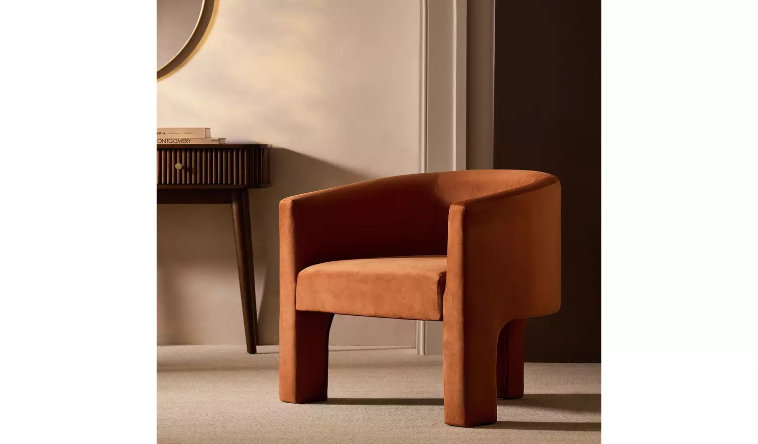 Argos Home Lazlo Velvet Chair - Orange