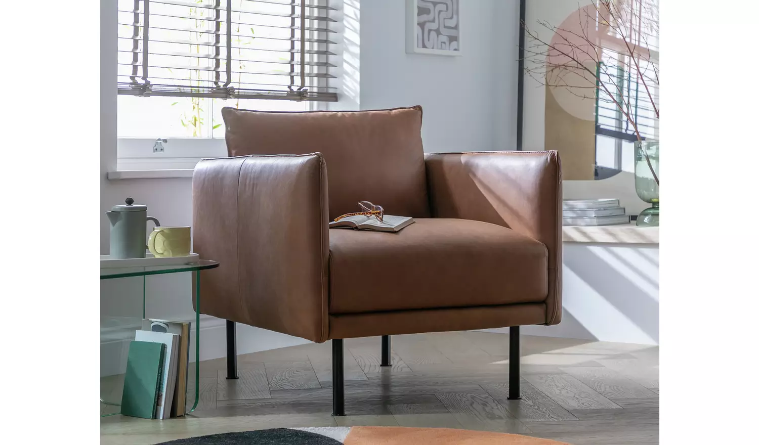 Habitat Moore Leather Armchair - Tan