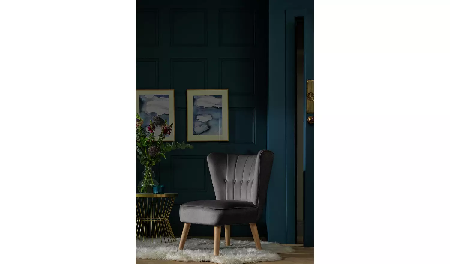 Habitat Alexis Velvet Cocktail Chair - Charcoal