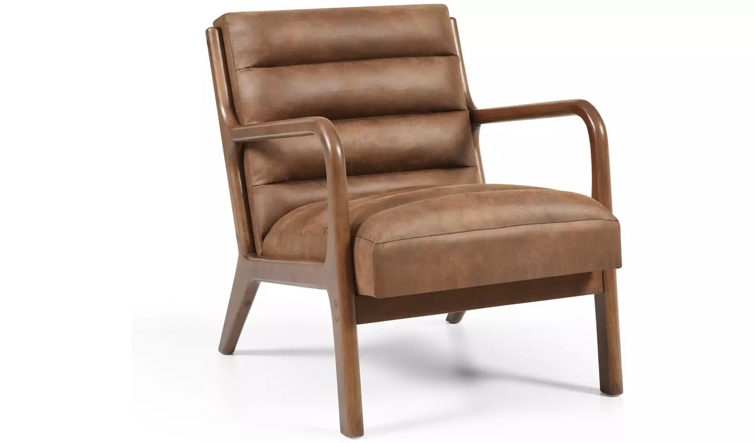 Kyoto Leah Faux Leather Ribbed Chair - Brown