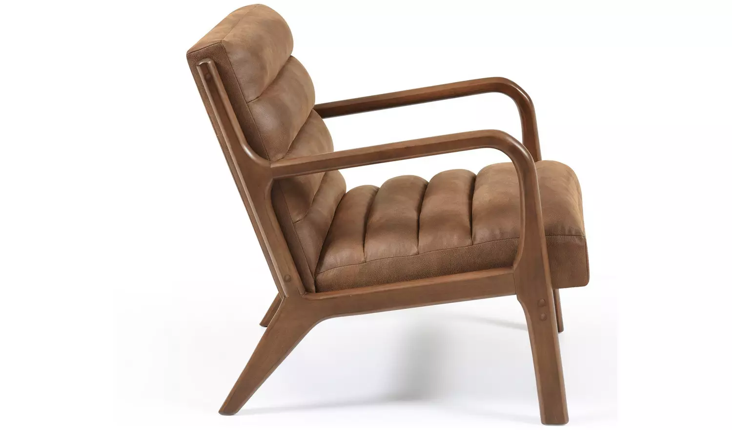 Kyoto Leah Faux Leather Ribbed Chair - Brown