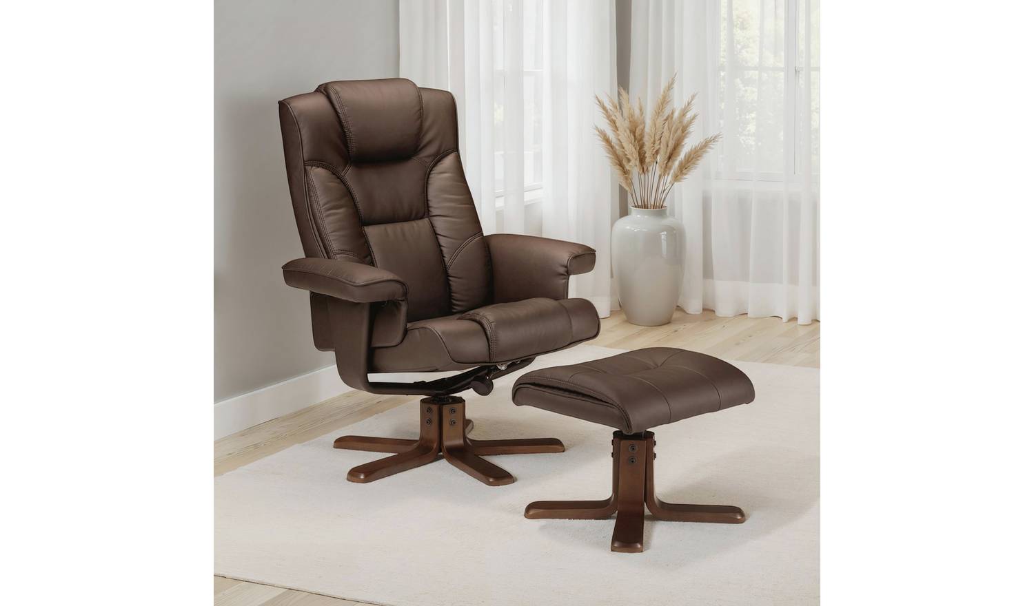 Julian Bowen Malmo Recliner Chair & Footstool - Brown