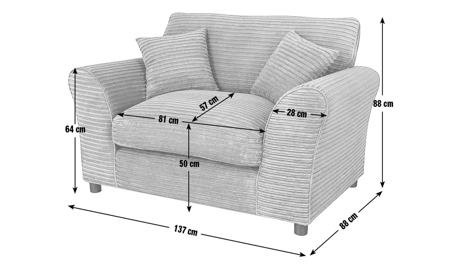 Argos Home Harry Fabric Cuddle Chair - Charcoal