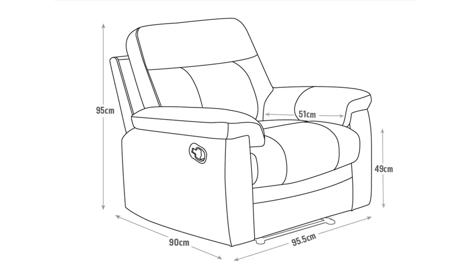 Argos Home Paolo Leather Mix Manual Recliner Chair - Grey