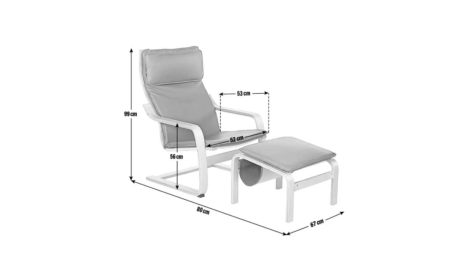 Habitat Bentwood High Back Chair & Footstool - Charcoal
