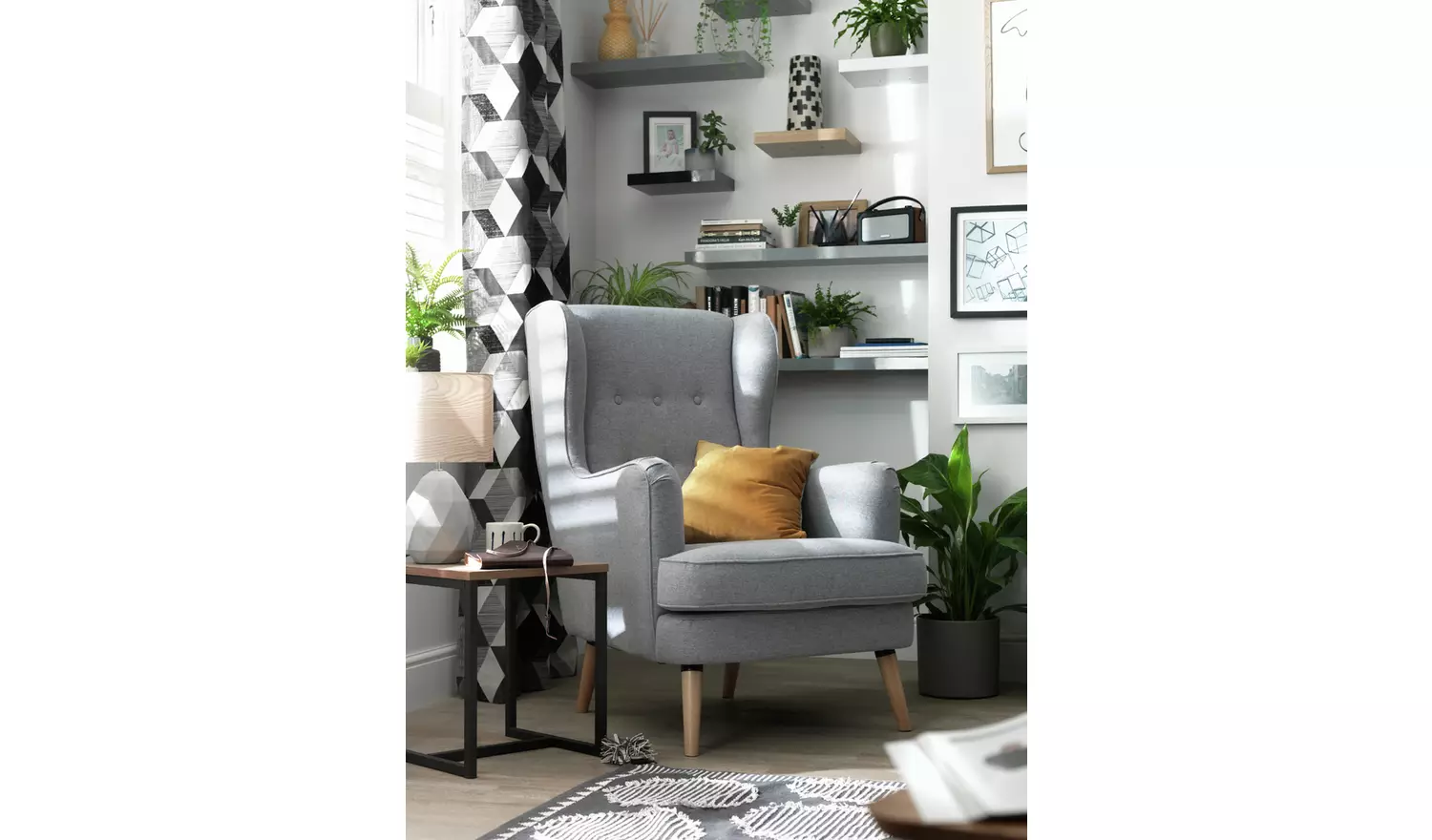 Habitat Callie Fabric Wingback Chair - Teal