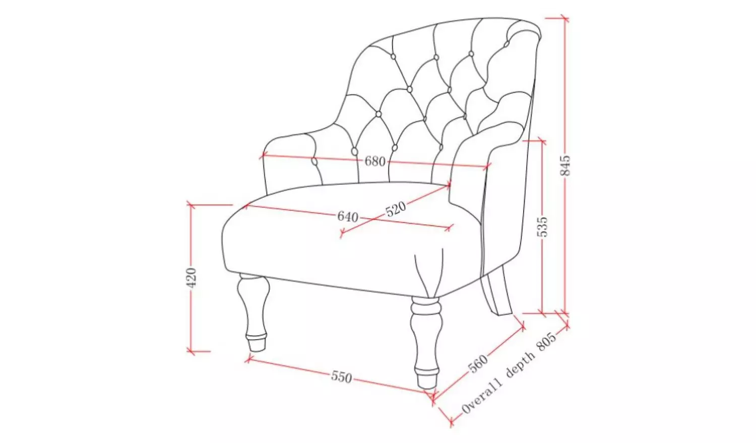 Kyoto Charlie Fabric Armchair - Charcoal