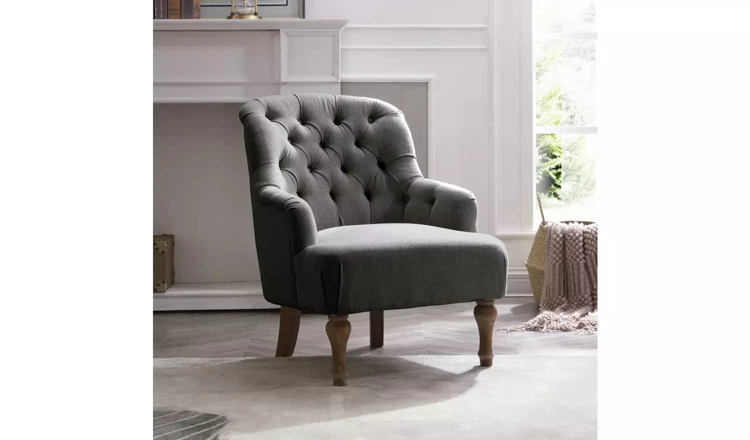 Kyoto Charlie Fabric Armchair - Charcoal