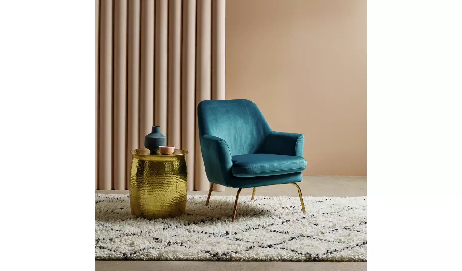 Habitat Celine Velvet Accent Chair - Blue